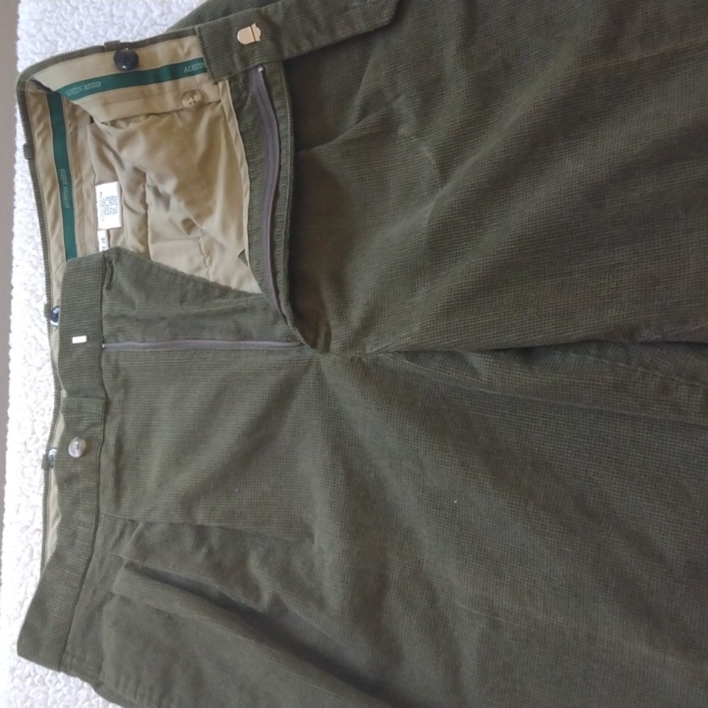 Austin Reed Olive Green Pebbled Cotton Pants 36 - 30.5